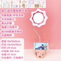 ins风简约led灯学生用宿舍书桌小台灯女可爱花朵夜灯充电插电两用 粉色 触摸开关