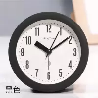 创意充电闹钟 儿童学生专用闹钟卧室床头宿舍静音夜灯小闹钟 3寸简约黑色 12厘米