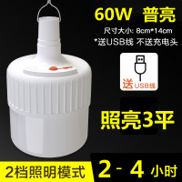 户外led多功能大容量超高亮夜市摆摊家用无线充电应急照明灯泡 60W普亮2小时照亮3平