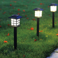太阳能灯户外庭院灯家用防水LED七彩花园草坪灯景观装饰灯插地灯 [6只装]小房子插地灯-七彩