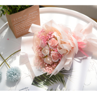 生日礼物送闺蜜七夕情人节礼物少女精致小花束香皂花女生创意礼盒 玫瑰粉色包装