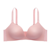 润微内衣女无钢圈小胸聚拢收副乳调整型薄款光面无痕透气文胸罩 芳踪难觅-灰粉 70A