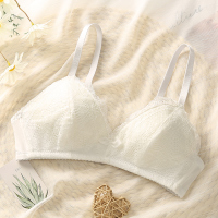 乳胶内衣女夏季超薄内裤一套装女无钢圈大胸显小胸罩性感bra文胸 8517白色 32/70AB