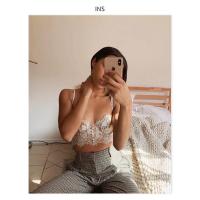 法式性感蕾丝内衣套装女街拍内搭小吊带薄款胸罩有钢圈可外穿文胸 白色(单内衣) S( 70AB )