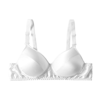 贝女梦无钢圈文胸夏季薄款内衣女桑蚕丝无痕舒适睡眠大码真丝胸罩 白色 75A