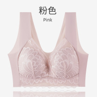 大胸显小文胸薄款全罩杯缩胸背心式无痕胖mm200斤内衣女无钢圈95C 粉色 M推荐[80-100斤]