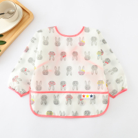 春夏轻薄儿童全身防水宝宝罩衣吃饭衣婴幼儿婴儿反穿衣男女童围兜 小兔子 M码建议6个月-2岁