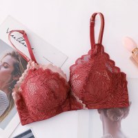 小胸专用文胸内衣无钢圈平胸聚拢神器女调整型胸罩 米兰天使小A杯 酒红色 32小A