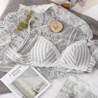 内衣女夏季天薄款大胸显小聚拢小胸无钢圈学生高中女文胸罩一套装 灰色 32/70A