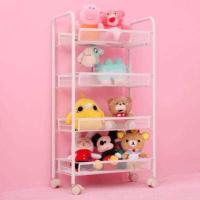 欧式书架落地卧室铁艺收纳架厨房储物架阳台多层客厅梯形架 四层白色 4层