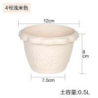 爱丽思花盆小号欧式太阳花波纹圆型爱丽丝多肉植物花盆塑料中钵盆 FLOWL中鉢4号浅米(不带托盆,单花盆) 小
