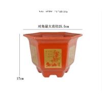 促销特大号六角花盆景仿陶瓷塑料树脂大型绿植物送托盘 2个中号+托盘+种子+肥 大