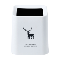 迷你桌面垃圾桶书桌小号创意可爱放桌上的茶几卧室轻奢风无盖收纳 （桌面方桶）白色小鹿