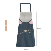 围裙女夏季厨房家用2021新款可爱帆布无袖男工作大人防水防油罩衣 猫(棉麻)