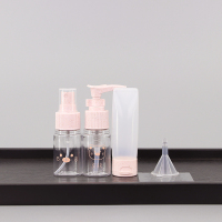 护肤品小瓶子分装瓶旅行装喷瓶空瓶子套装 便携乳液沐浴露按压瓶 高品质4件套粉色(袋装) 送漏斗