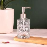洗手液瓶玻璃洗发水沐浴露空瓶子按压式大容量化妆品乳液器分装瓶 钻石透明银色压头