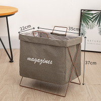 家用装换洗衣服篮神器放玩具衣物的收纳筐可折叠铁艺脏衣篮置物架 米色马丁布小号35*22/37h