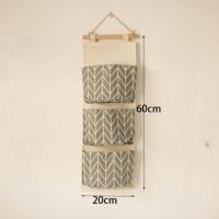家居收纳袋挂袋挂墙挂式门后宿舍寝室衣柜神器布艺手机壁挂储物袋 3兜灰箭头 收藏送挂钩,仅适合瓷砖板材玻璃