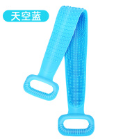 硅胶搓澡巾男女强力搓背搓泥搓灰神器长条后背洗澡双面家用沐浴巾 升级加长款（天空蓝）约76CM