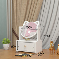 镜子化妆镜折叠台式便携随身高清学生宿舍公主女大小号桌面梳妆镜 猫耳朵单抽屉