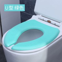 防水马桶坐垫家用冬季马桶圈垫坐便套加厚保暖粘贴式马桶坐垫四季 U型-—绿色