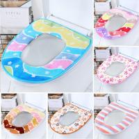 4个装马桶垫坐垫粘贴式马桶套拉链卡通四季防水坐便套垫通用加厚 任意款式[粘扣]混色(4个装)