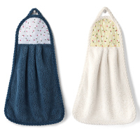 加厚擦手巾挂式吸水毛巾家务清洁抹布家用洗碗布不易掉毛厨房用品 蓝色+米色(2条装)厨房/卫生间