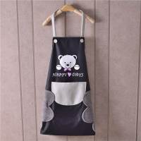 可擦手围裙女家用厨房防水防油男式士大人时尚罩衣工作服韩版可爱 挂脖擦手巾围裙黑色(灰兜)