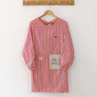 长袖围裙男女加大围裙护衣成人双层罩衣厨房家用冬季工作服反穿衣 红色条纹 (长袖围裙)