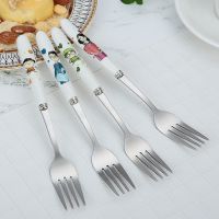 家用水果叉套装不锈钢水果叉水果签甜品叉小叉子月饼叉餐叉蛋糕叉 一家四口叉子4支装