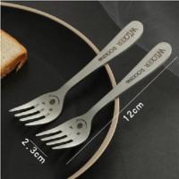 迷几儿童叉子不伤嘴单只叉子儿童 单 只宝宝吃面条专用叉子小餐叉 笑脸小号叉2支装