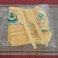 一次性塑料叉子蛋糕水果叉子点心叉小叉子小黄叉四齿试吃叉12CM叉 10包1000个