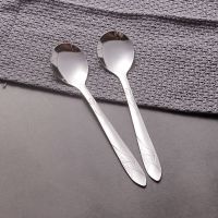 小勺子不锈钢儿童吃饭勺家用套装幼儿园汤勺咖啡甜品勺调羹汤匙羹 加厚仙鹤三号圆勺 特价5支装