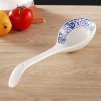 打折青花瓷加长柄大汤勺长柄陶瓷调羹长柄勺子陶瓷勺搅拌勺家用 图片色