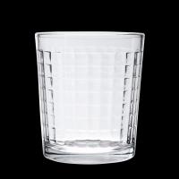 家用玻璃水杯套装家用茶杯无铅透明加厚耐高温水杯 2只方格杯