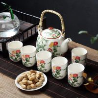 特价大号茶壶茶盘陶瓷青花瓷功夫提梁壶家用简约茶具套装厂家直销 梅兰竹菊 1壶6杯