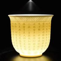 羊脂玉心经主人杯茶杯个人专用单杯品茗茶盏大号陶瓷杯功夫小茶杯 羊脂玉心经杯浮雕 (200mI)