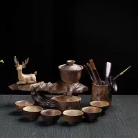 半自动功夫茶具白瓷柴烧套装陶瓷现代家用防烫泡茶器一路高升茶具 款式一:一路高升