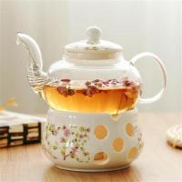 陶瓷花茶壶花茶具花茶杯玻璃明火加热保温茶壶耐热蜡烛加热套装 繁翠花(壶+座)