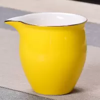 陶瓷公道杯家用功夫茶具套装配件小茶海单个描金现代简约分茶器 皇帝黄公道杯