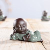 可爱陶瓷多肉花宠装饰哥窑琴棋书画弥勒创意盆栽禅意茶宠小摆件 YF书