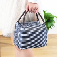 【手提包】防水手提便当包妈咪包女包午餐包饭盒袋小布包包手拎包 藏青色手提包F