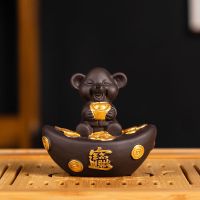 紫砂茶宠雕塑生肖老鼠精品代代数钱茶具精品茶玩摆件招财进宝可养 招财进宝