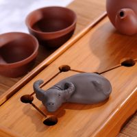 紫砂茶宠摆件可养招财有鹿茶具茶道配件手工紫砂茶漏架过滤器架 小水牛一个