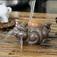 紫砂茶宠招财茶玩茶具摆件精品喷水茶玩貔貅金蟾摆设茶具配件 财源滚滚