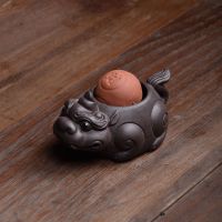 创意金蟾紫砂茶宠摆件可养手工蟾蜍招财聚宝盆变色茶道茶具茶玩 喷水貔貅