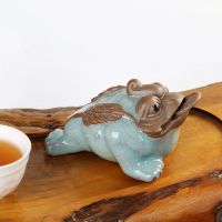 茶宠摆件精品可养创意蟾蜍茶台茶盘茶具配件哥窑茶玩金蟾变色茶宠 茶宠三足金蟾
