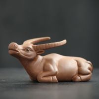 功夫陶瓷创意茶宠摆件十二生肖牛摆设家居客厅泡茶桌茶玩牛气冲天 牛转乾坤[紫砂]