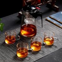 玻璃飘逸杯过滤内胆耐热冲茶杯可拆洗功夫茶具套装办家用泡花茶壶 玻璃一壶四杯