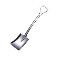 304不锈钢铁锹勺子创意甜品雪糕吃西瓜可爱复古铲子家用调羹汤匙 升级加厚304不锈钢方勺(单只)